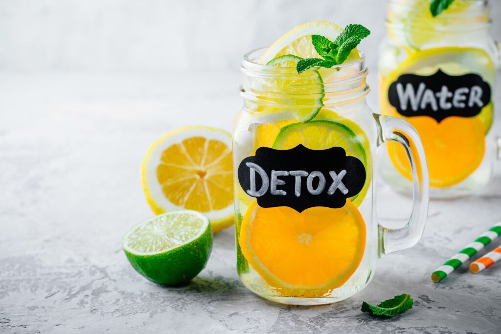 Infused detox water lemonade with orange, lemon and lime.